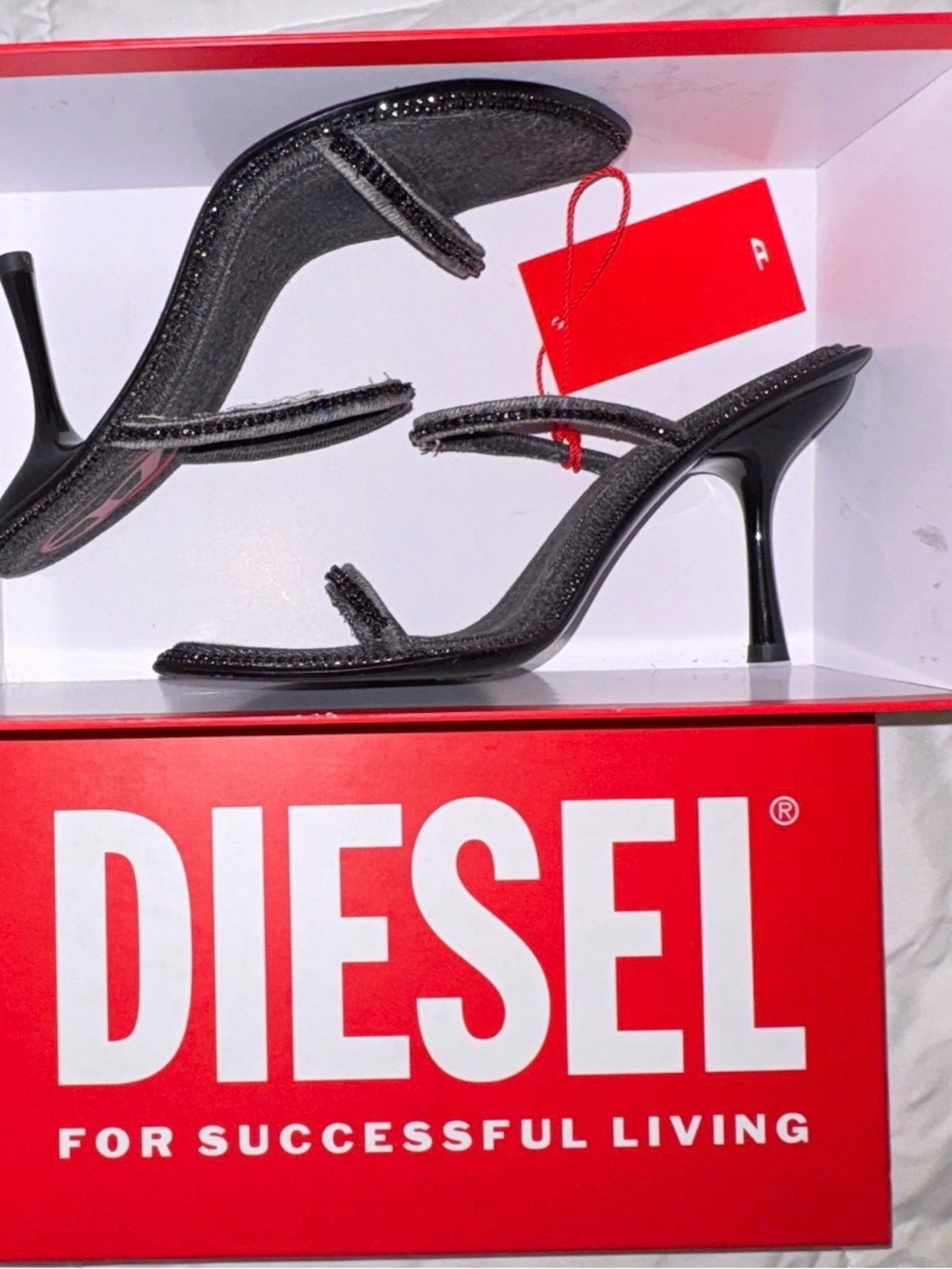 Diesel D-HAVANNA crystal-embellished denim mules